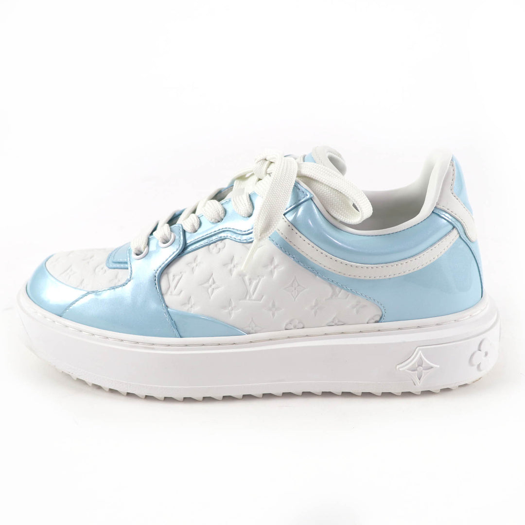 Great LOUIS VUITTON Low cut sneakers timeout line Monogram Light blue Women 37