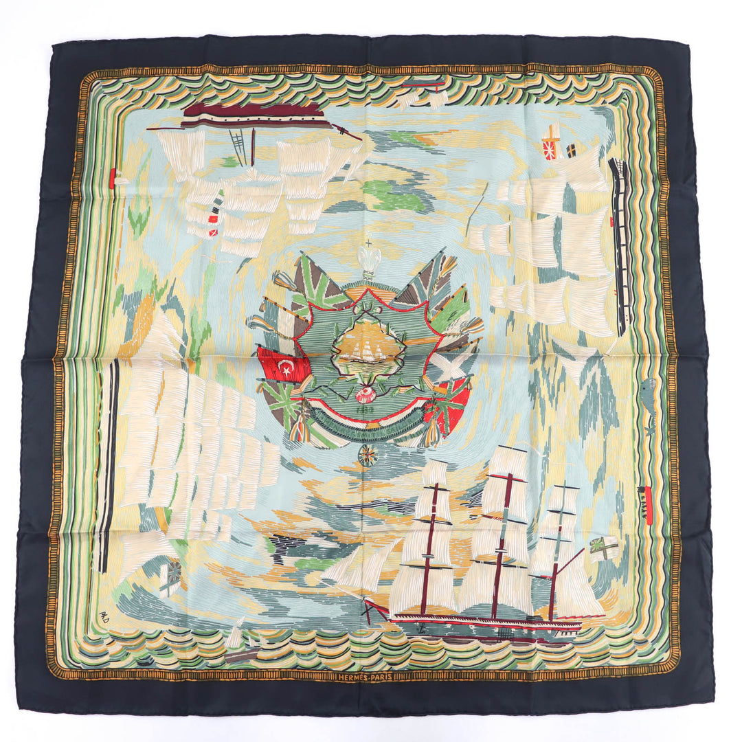 Pristine HERMES scarf HENRY F SMITH SAILOR B.HERMES Large multicolor silk Women