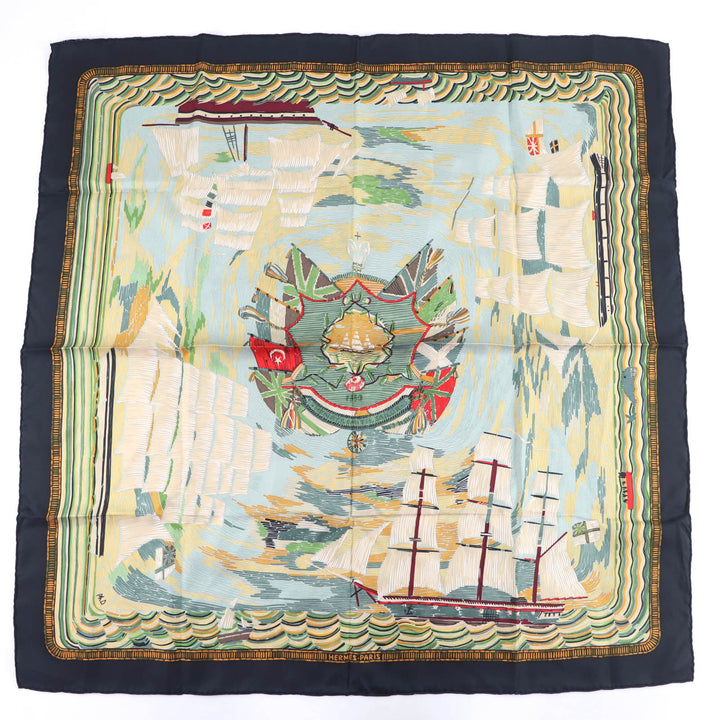 Pristine HERMES scarf HENRY F SMITH SAILOR B.HERMES Large multicolor silk Women