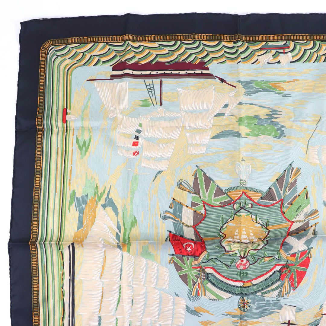 Pristine HERMES scarf HENRY F SMITH SAILOR B.HERMES Large multicolor silk Women