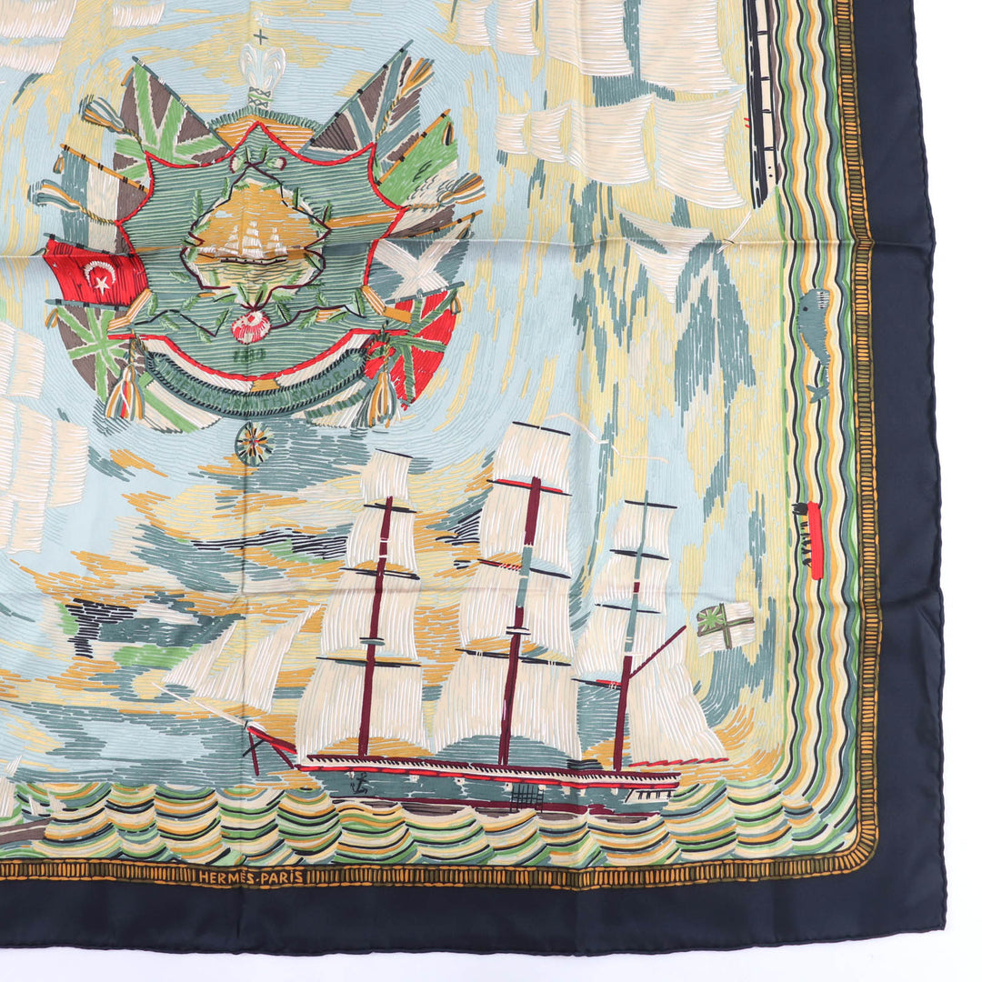 Pristine HERMES scarf HENRY F SMITH SAILOR B.HERMES Large multicolor silk Women