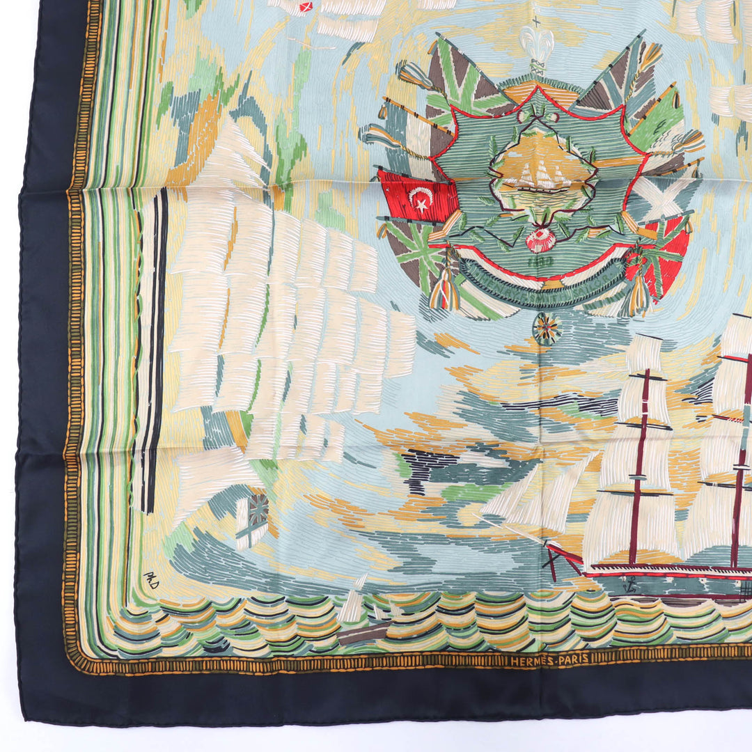 Pristine HERMES scarf HENRY F SMITH SAILOR B.HERMES Large multicolor silk Women
