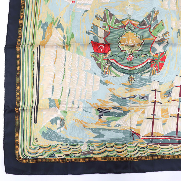 Pristine HERMES scarf HENRY F SMITH SAILOR B.HERMES Large multicolor silk Women