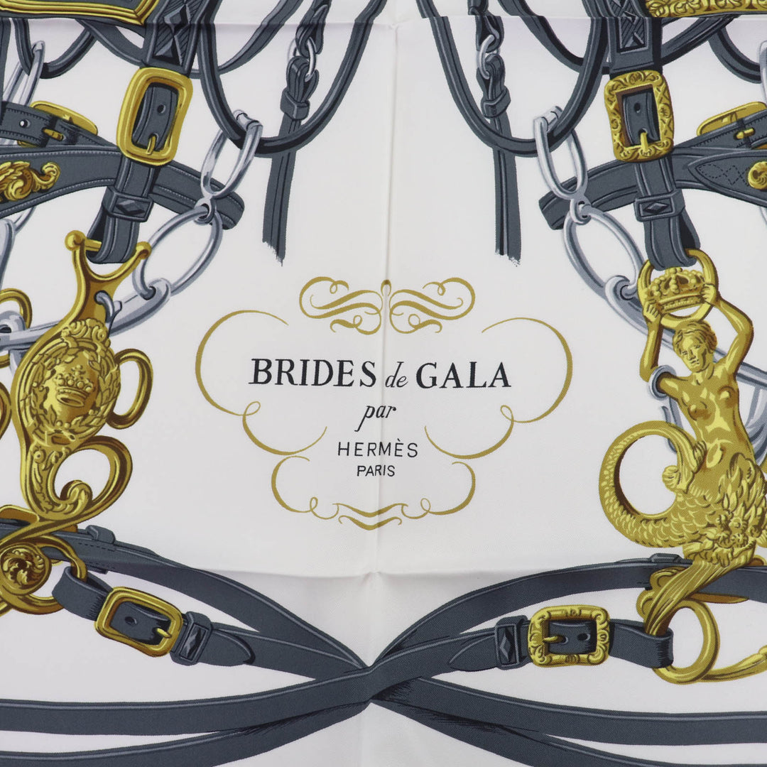 Great HERMES scarf BRIDES de GALA Ceremony Bridle Large format Pink silk Women