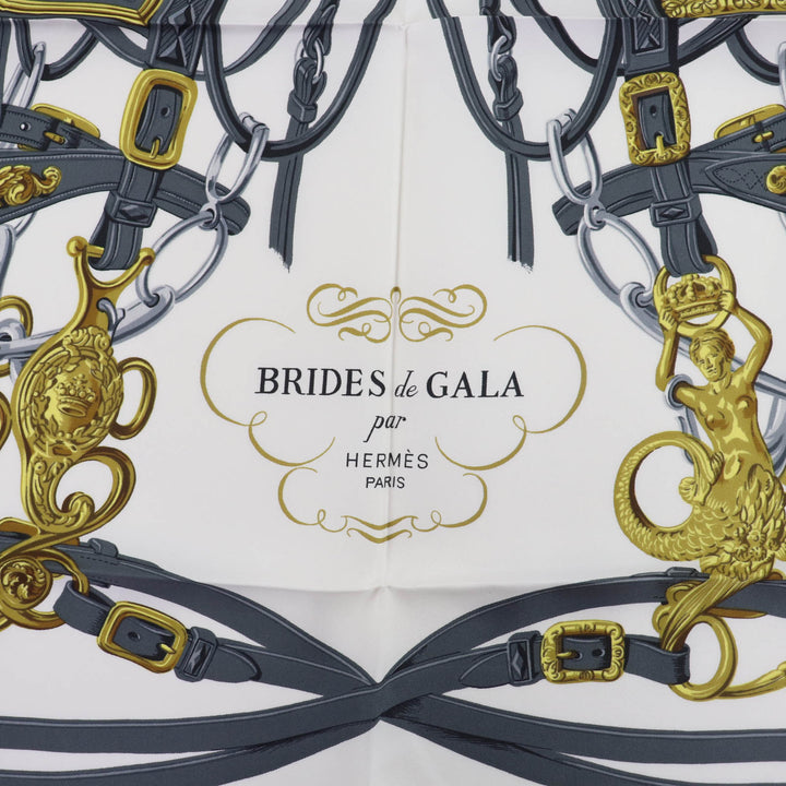 Great HERMES scarf BRIDES de GALA Ceremony Bridle Large format Pink silk Women