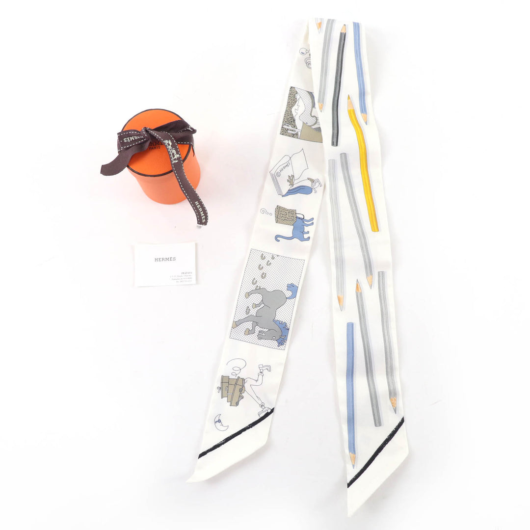 Pristine HERMES scarf A Vos Crayons Come on, get out your colored pencils silk