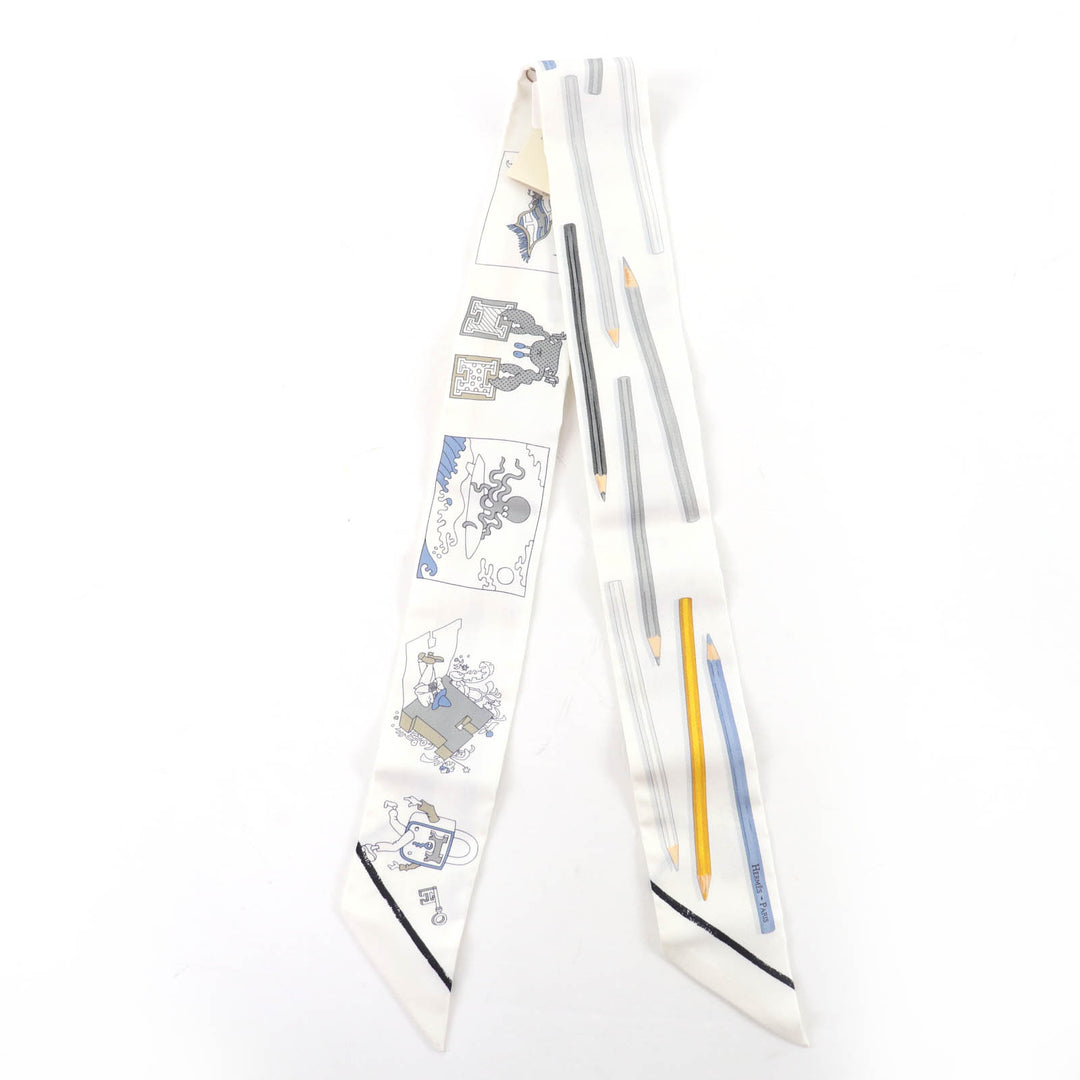 Pristine HERMES scarf A Vos Crayons Come on, get out your colored pencils silk