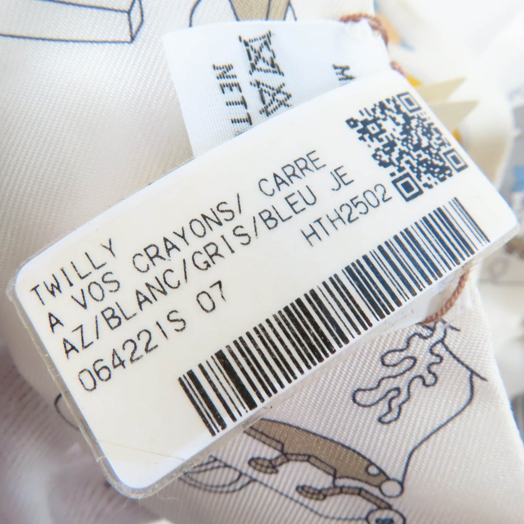 Pristine HERMES scarf A Vos Crayons Come on, get out your colored pencils silk