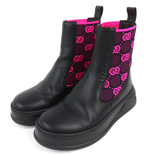 Great GUCCI short boots Logo GG Jersey Side Gore Ankle Boots black 35.5 718718
