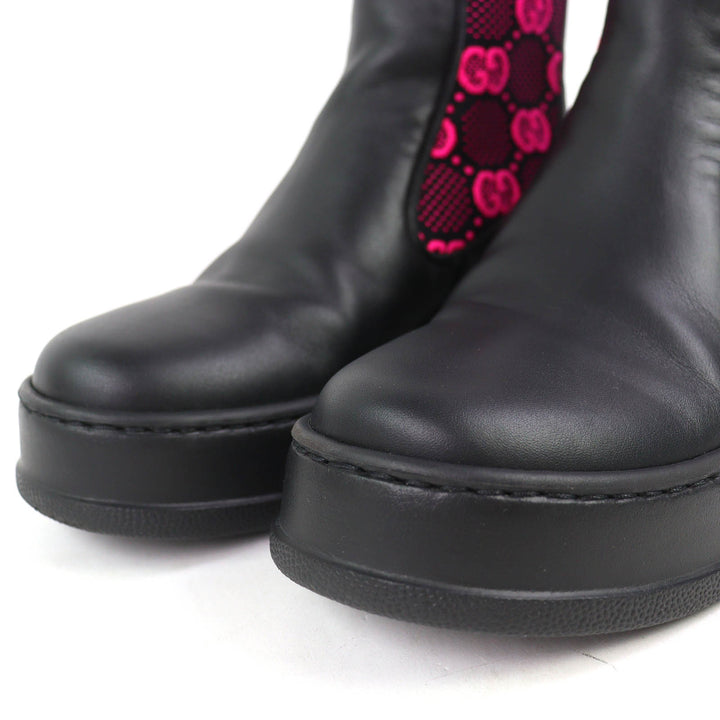 Great GUCCI short boots Logo GG Jersey Side Gore Ankle Boots black 35.5 718718