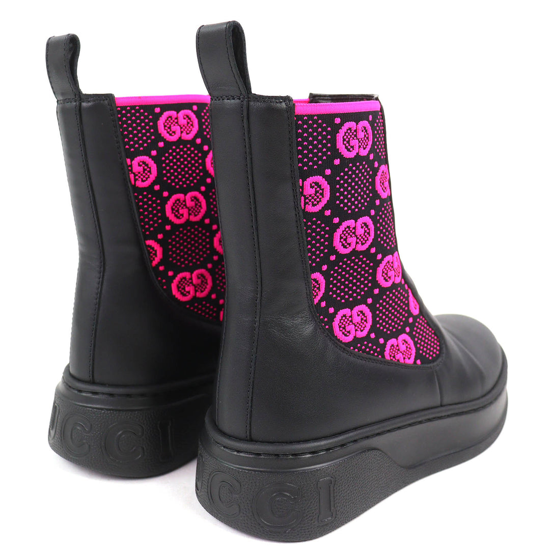 Great GUCCI short boots Logo GG Jersey Side Gore Ankle Boots black 35.5 718718