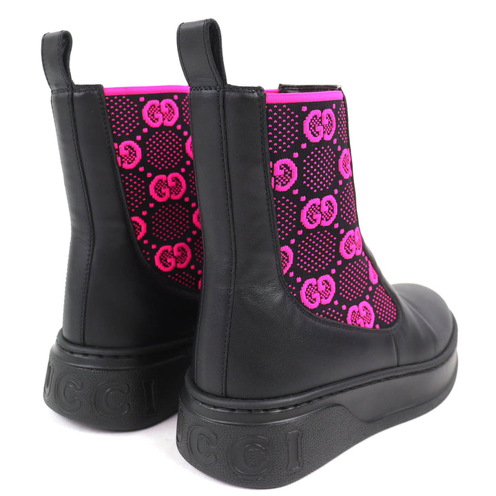 Great GUCCI short boots Logo GG Jersey Side Gore Ankle Boots black 35.5 718718