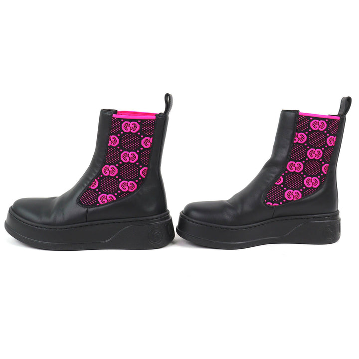 Great GUCCI short boots Logo GG Jersey Side Gore Ankle Boots black 35.5 718718