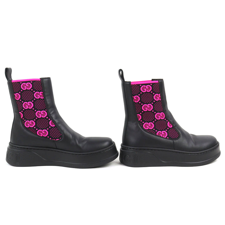 Great GUCCI short boots Logo GG Jersey Side Gore Ankle Boots black 35.5 718718