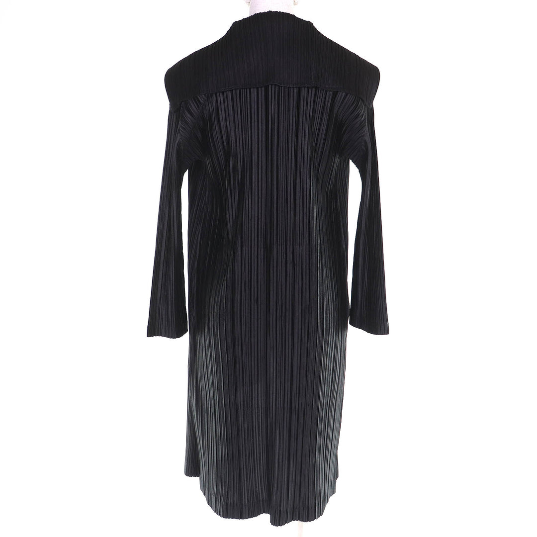 Excellent PLEATS PLEASE cardigan Sailor collar long black Women 2 PP53-JA222