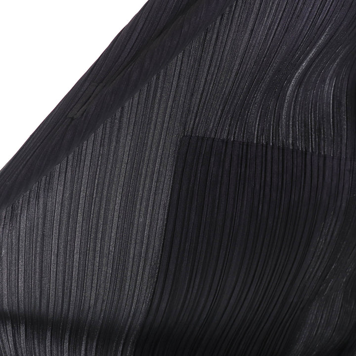 Excellent PLEATS PLEASE cardigan Sailor collar long black Women 2 PP53-JA222