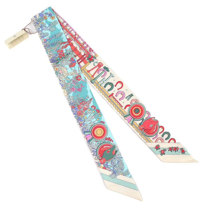Pristine HERMES scarf Twilly Pony Pit Stop silk Women