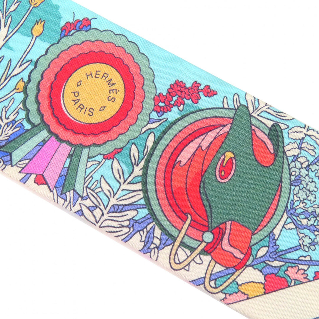 Pristine HERMES scarf Twilly Pony Pit Stop silk Women