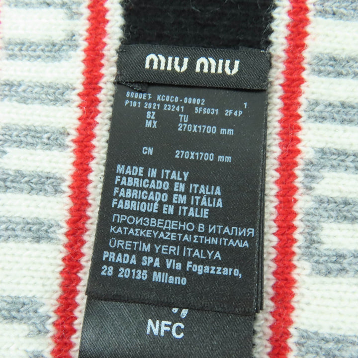 Excellent MIUMIU Scarf logo border Black series Virgin wool Women 0000EF