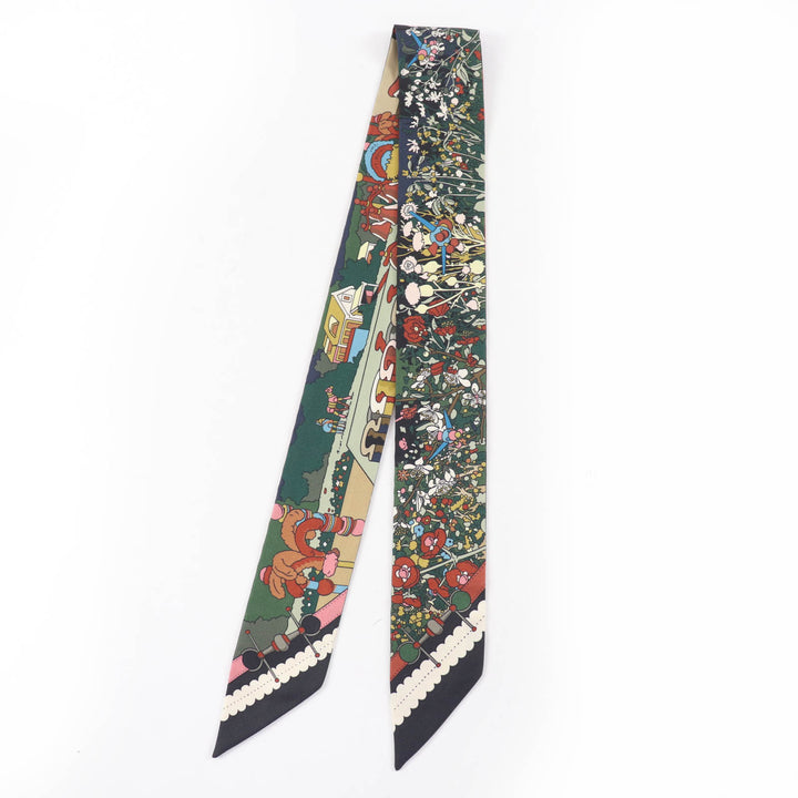 Excellent HERMES scarf PONY PIT STOP multicolor silk Women