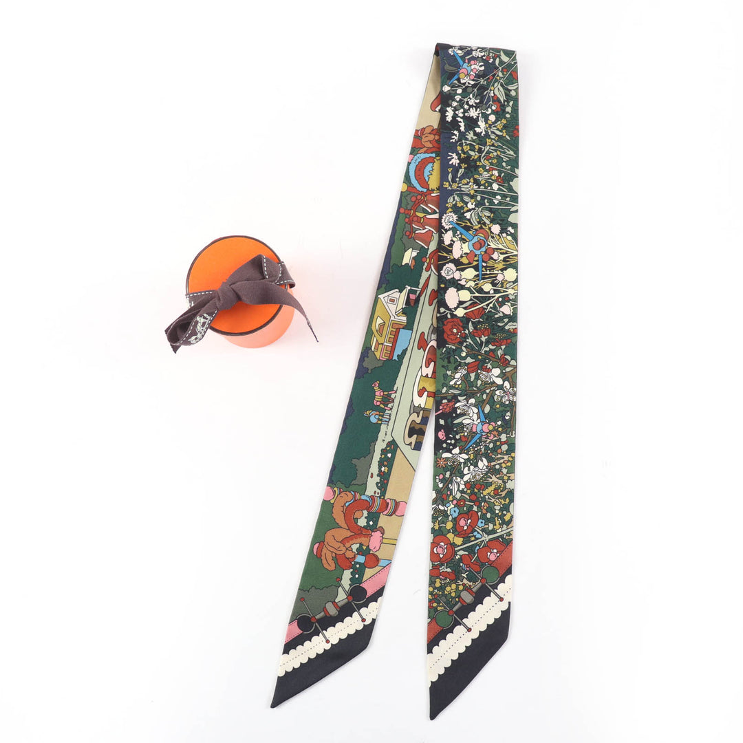 Excellent HERMES scarf PONY PIT STOP multicolor silk Women