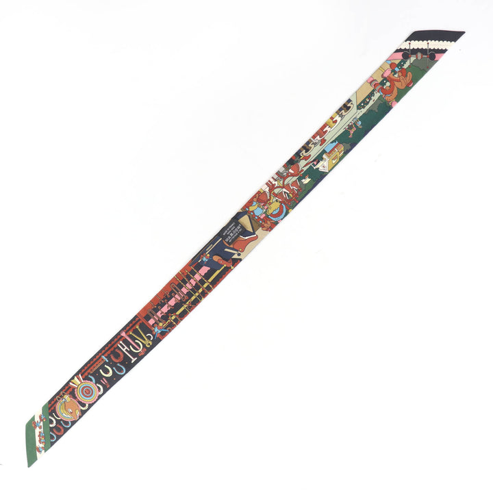 Excellent HERMES scarf PONY PIT STOP multicolor silk Women