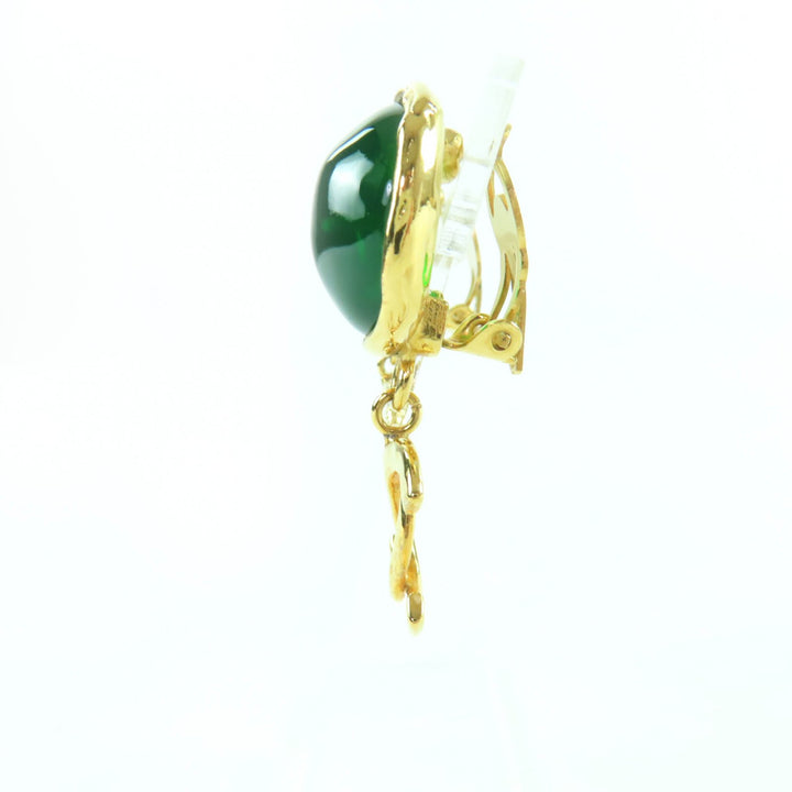 Excellent CHANEL Earring Gripoa COCO Mark Swing Stone gold Women 95A