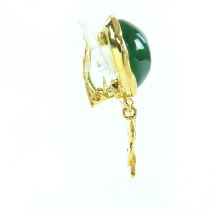 Excellent CHANEL Earring Gripoa COCO Mark Swing Stone gold Women 95A