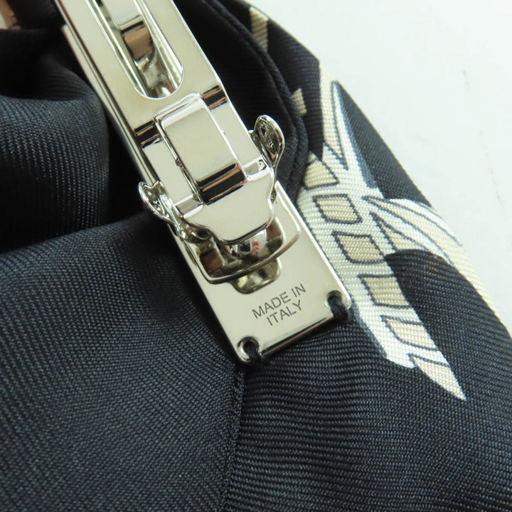 Excellent HERMES Grenelle Exlibris Valletta Ribbon barrette Black series silk