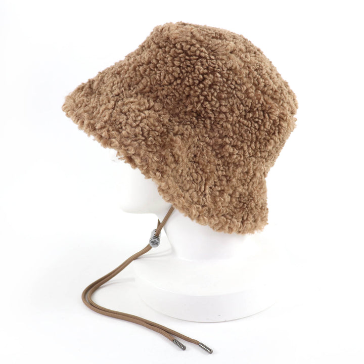 Great MONCLER hat BERRETTO Logo Patch Boa Bucket Hat/Athletic Hat Brown Women M