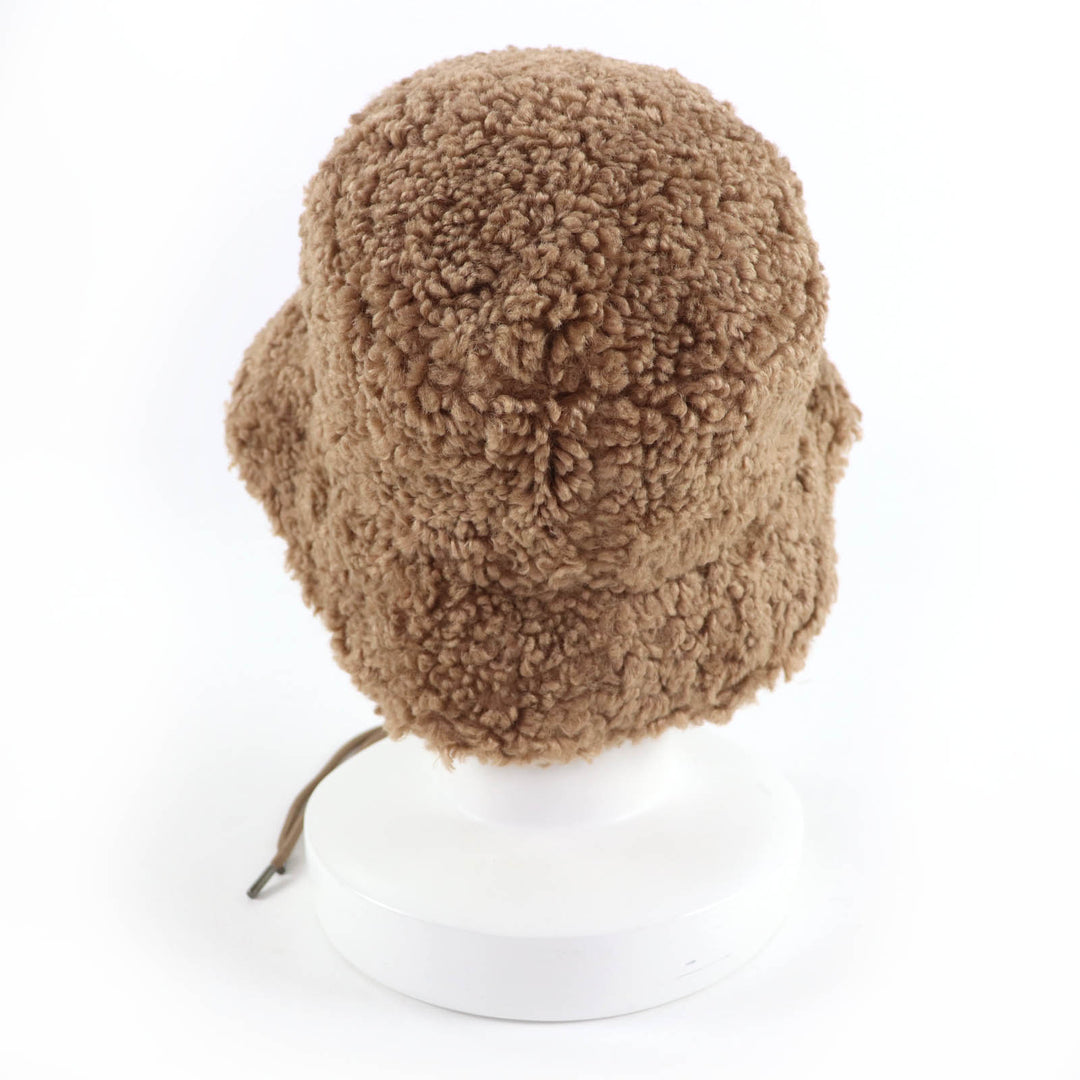 Great MONCLER hat BERRETTO Logo Patch Boa Bucket Hat/Athletic Hat Brown Women M