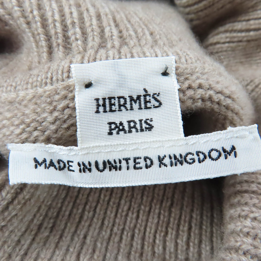Great HERMES poncho BRIDES de GALA Ceremony Bridle High-neck knit beige cashmere