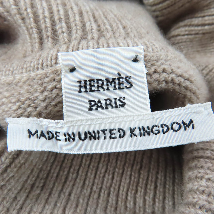 Great HERMES poncho BRIDES de GALA Ceremony Bridle High-neck knit beige cashmere