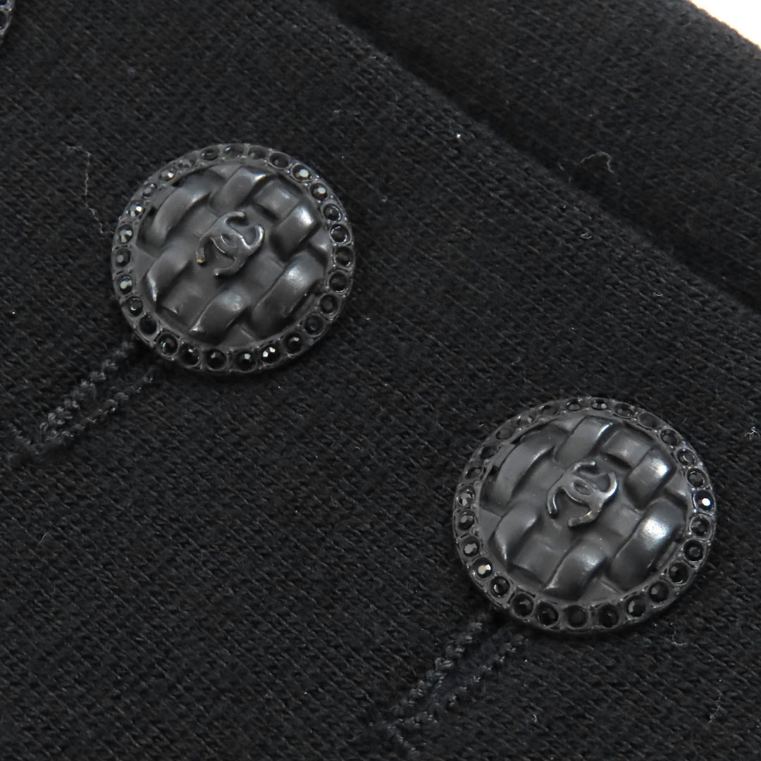 Great CHANEL coat COCO Mark button black wool Women 38 07A P31269V21533