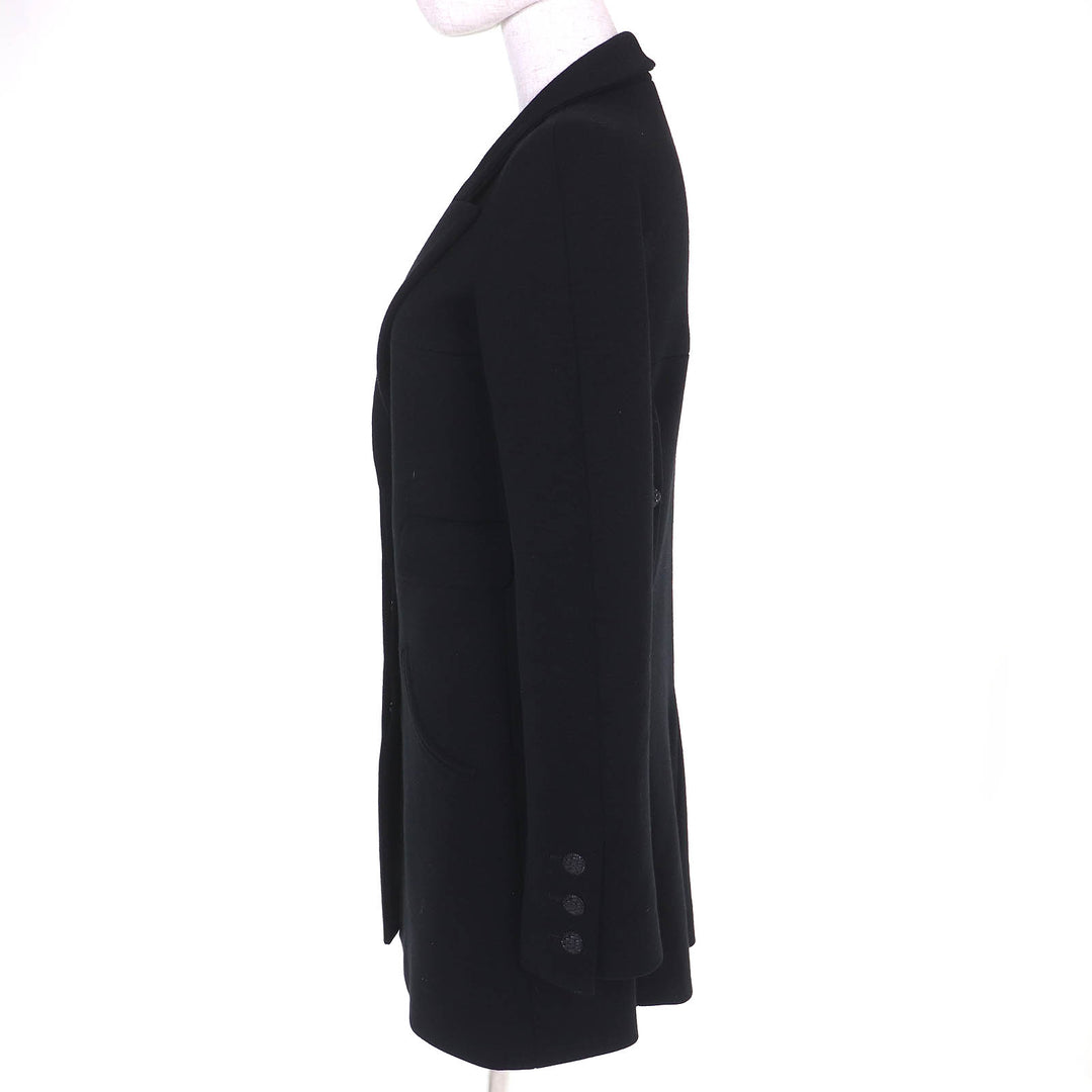 Great CHANEL coat COCO Mark button black wool Women 38 07A P31269V21533