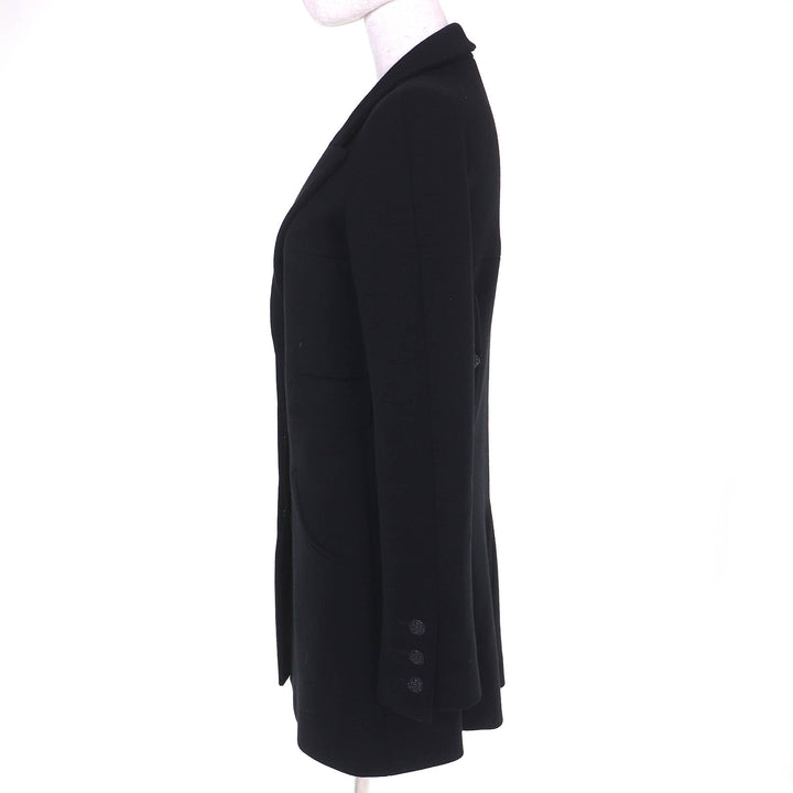 Great CHANEL coat COCO Mark button black wool Women 38 07A P31269V21533