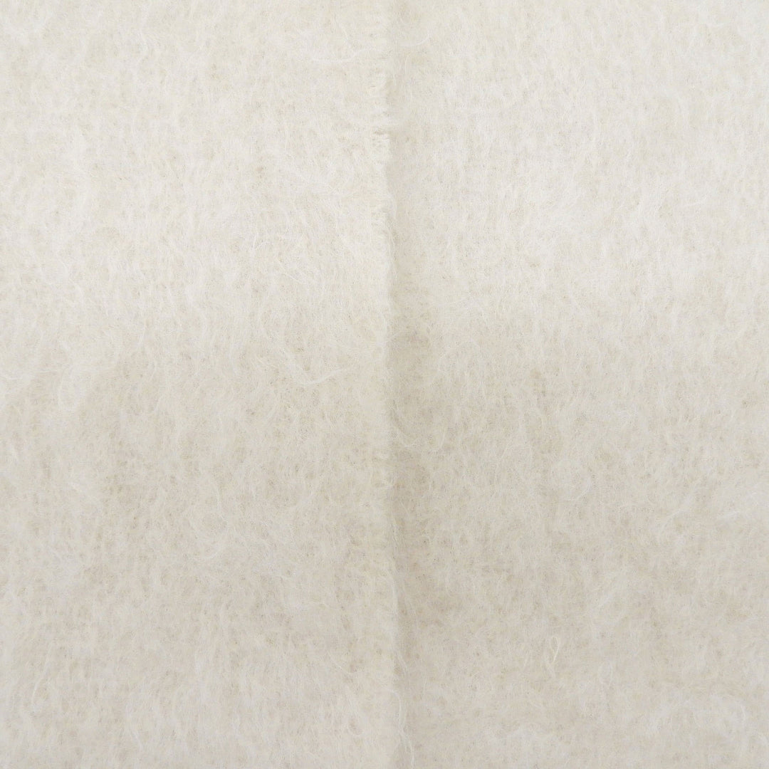 Excellent LOEWE Scarf Anagram leather patch with fringe white mohair Women