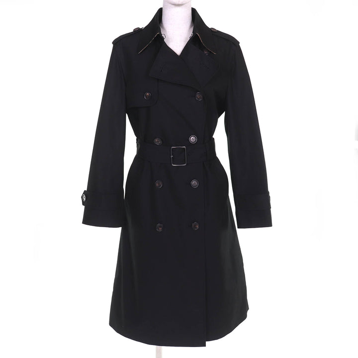 Excellent COACH trench coat Signature lining, belted, long, double black S CAC00