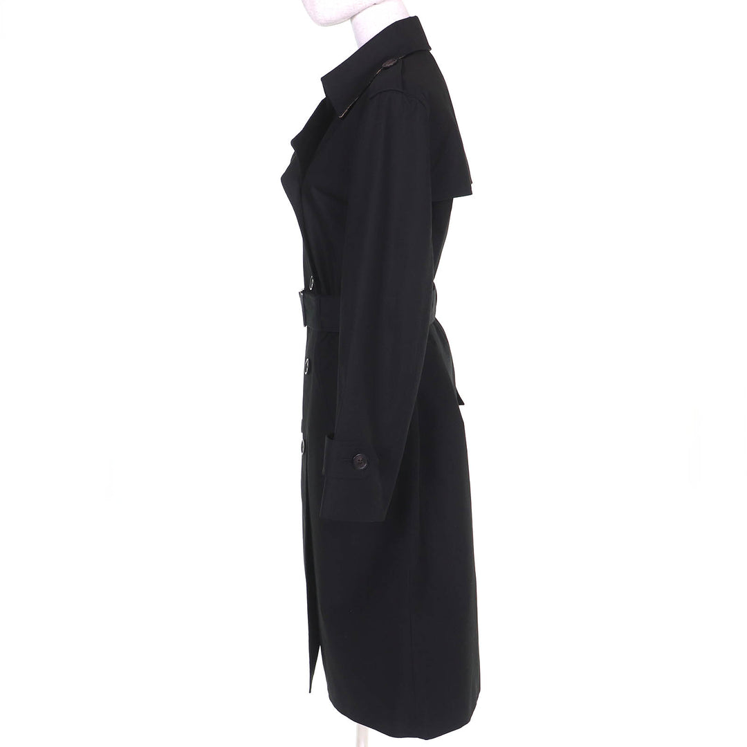 Excellent COACH trench coat Signature lining, belted, long, double black S CAC00