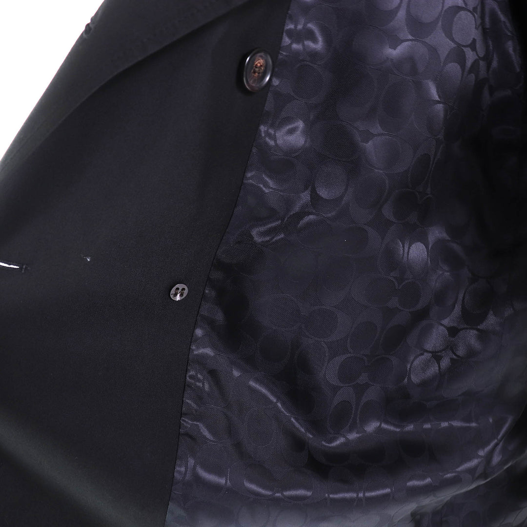 Excellent COACH trench coat Signature lining, belted, long, double black S CAC00