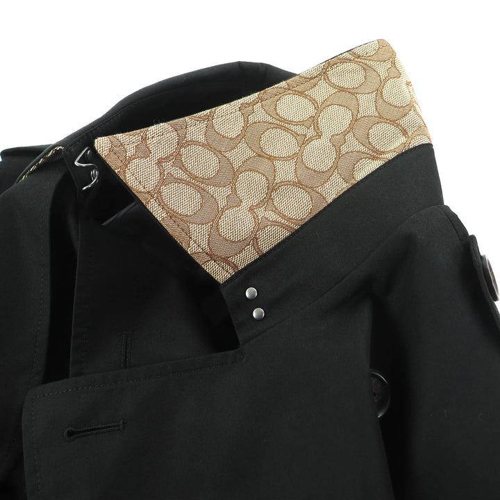 Excellent COACH trench coat Signature lining, belted, long, double black S CAC00