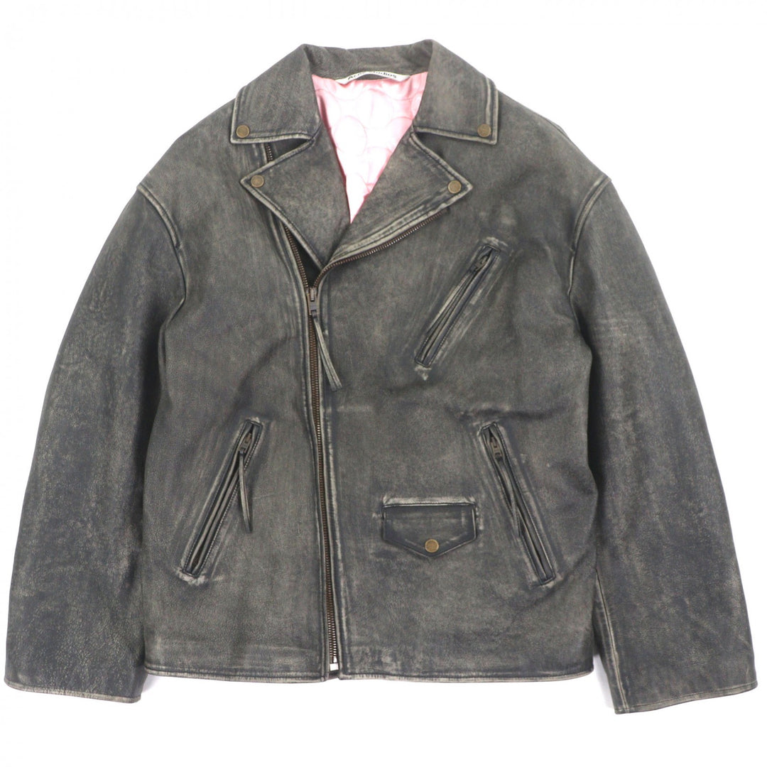 Great ACNE STUDIOS DISTRESSED LEATHER JACKET Black 44 FN-MN-LEAT000255