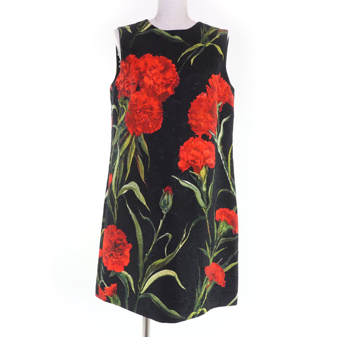 Great DOLCE&GABBANA one piece Silk blend floral design sleeveless black Women 44