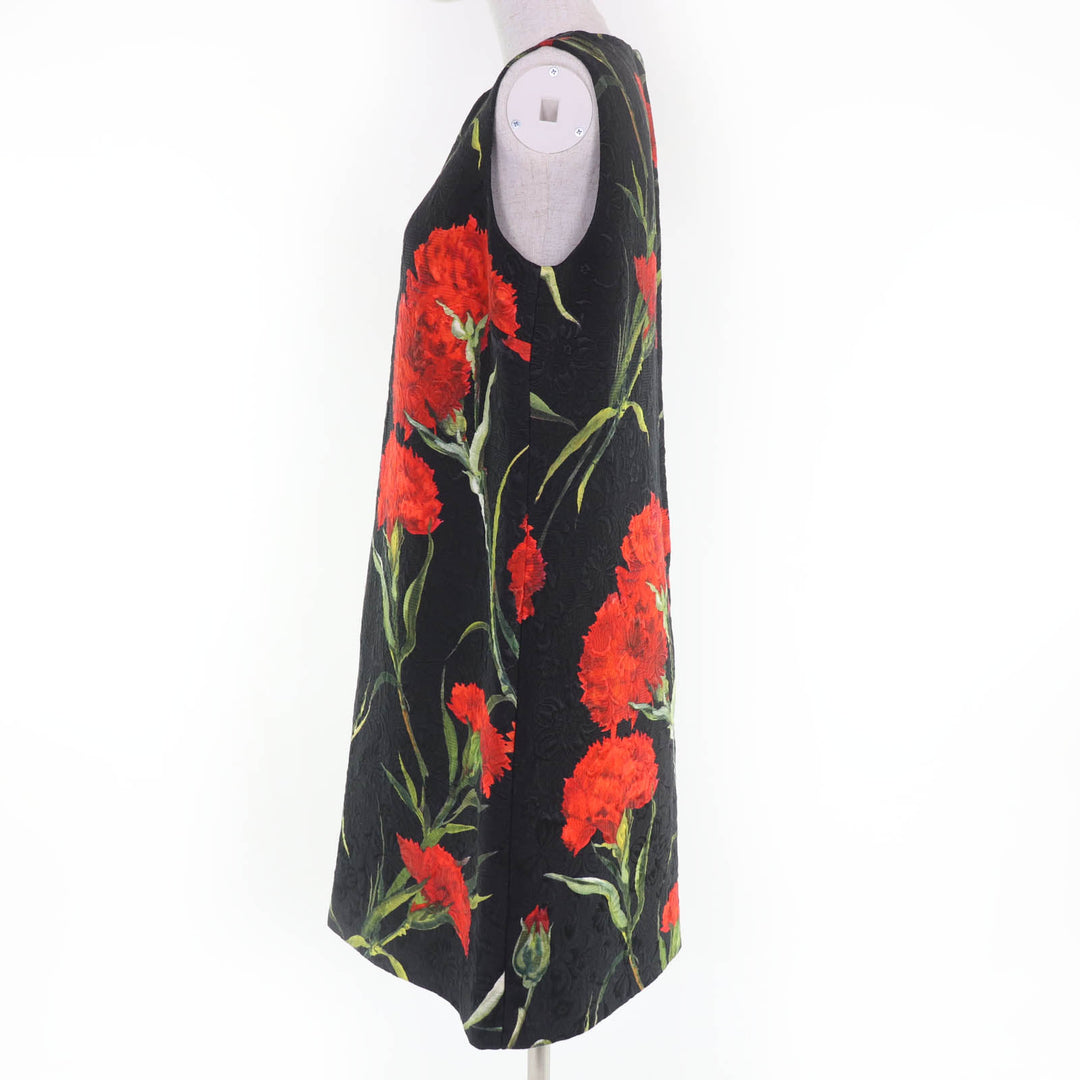Great DOLCE&GABBANA one piece Silk blend floral design sleeveless black Women 44