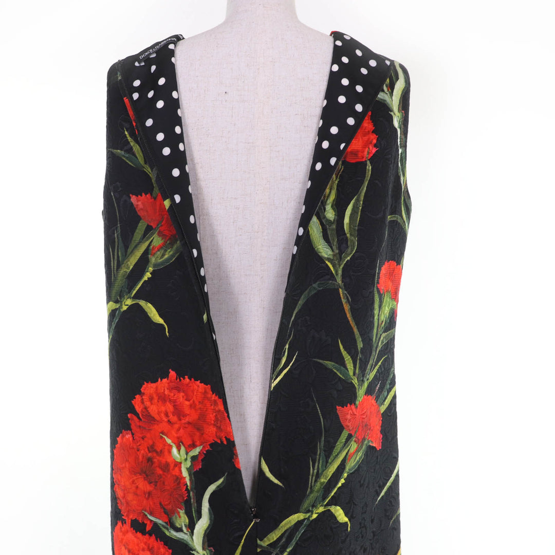 Great DOLCE&GABBANA one piece Silk blend floral design sleeveless black Women 44