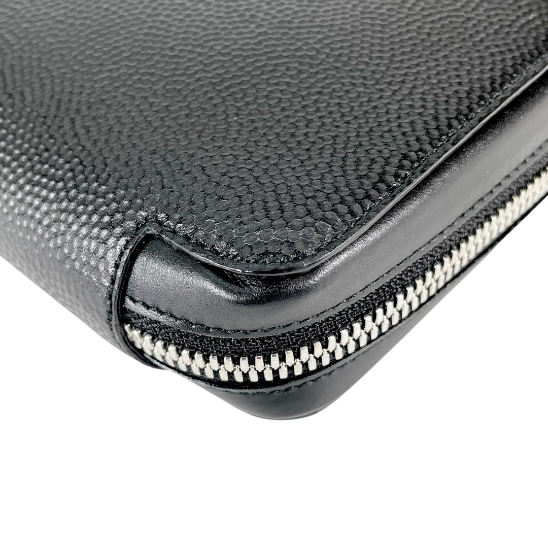 Pristine BALLY Purse NYONS Zip Around Organizer black Calf leather mens
