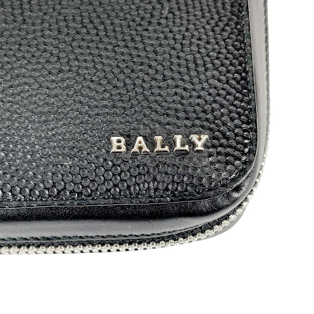 Pristine BALLY Purse NYONS Zip Around Organizer black Calf leather mens