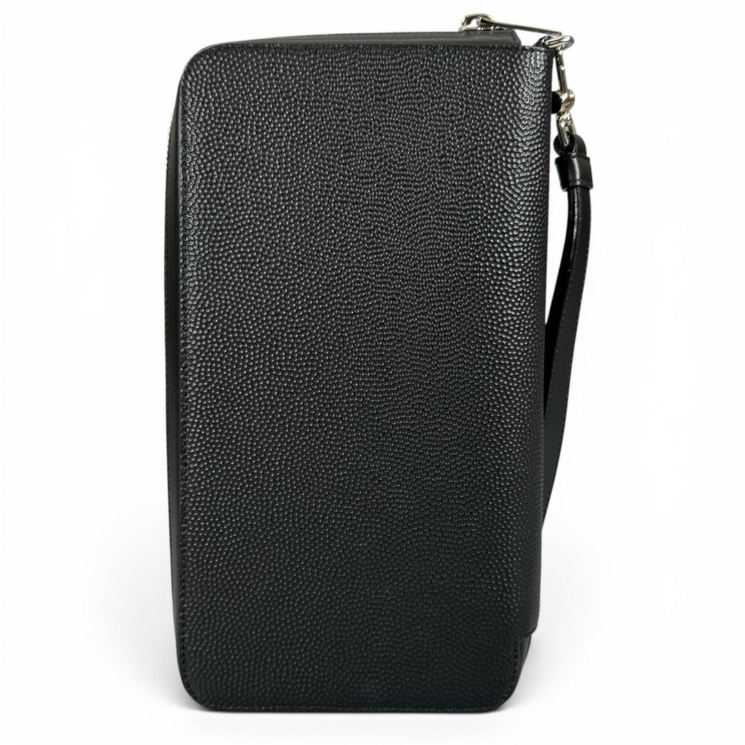 Pristine BALLY Purse NYONS Zip Around Organizer black Calf leather mens
