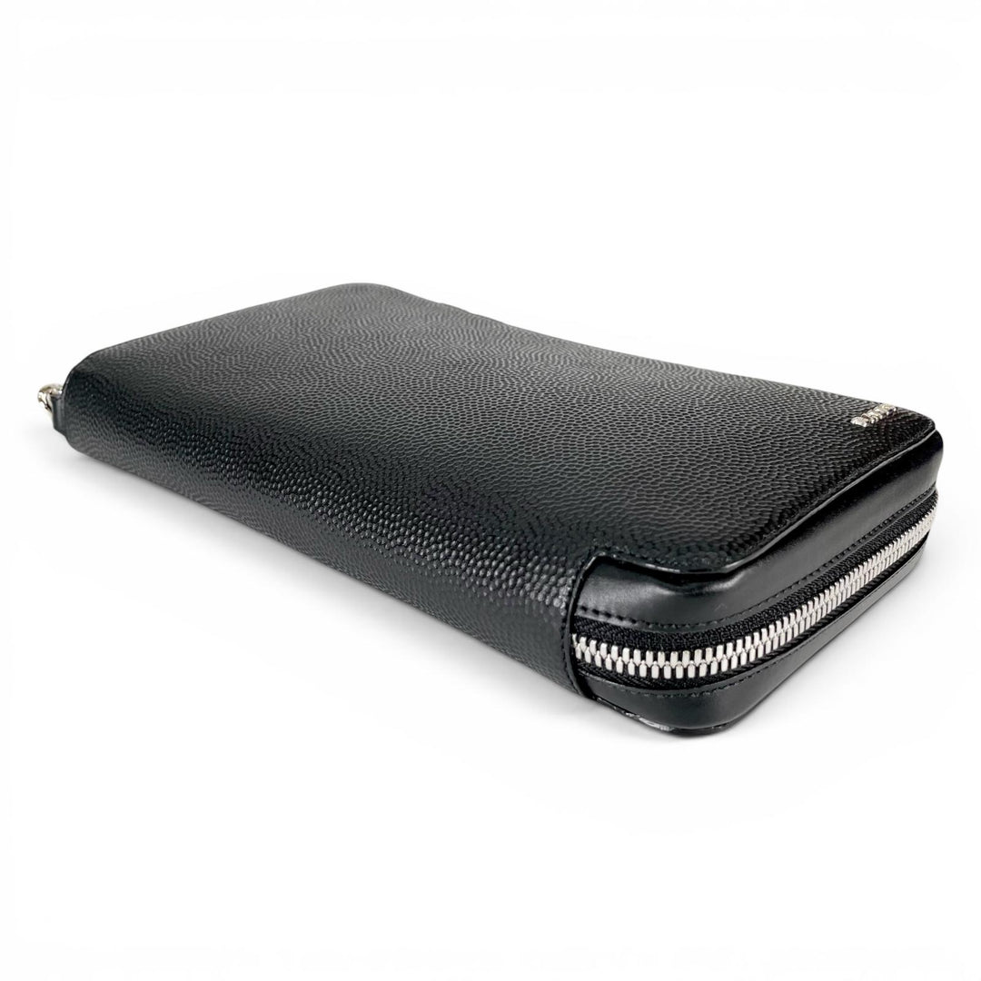 Pristine BALLY Purse NYONS Zip Around Organizer black Calf leather mens