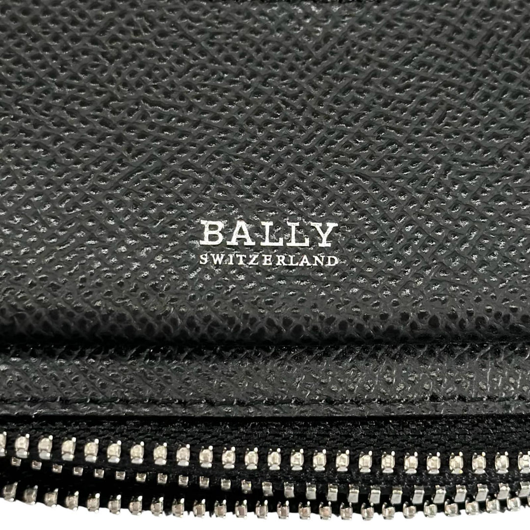 Excellent BALLY Clutch bag Striped Double Zipper Organizer Travel Wallet black